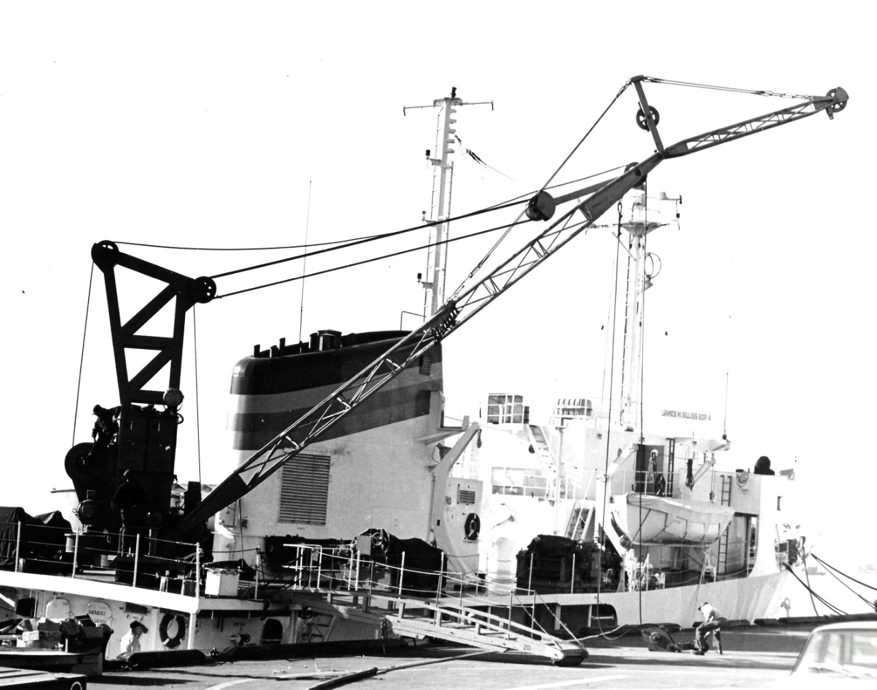 NMUSN-24:   USNS James M. Gilliss (T-AGOR-4) at Washington Navy Yard, Washington, D.C., December 1962.    The oceanographic research ship was at the yard from December 12-14.    National Museum of the U.S. Navy Photograph Collection.    
