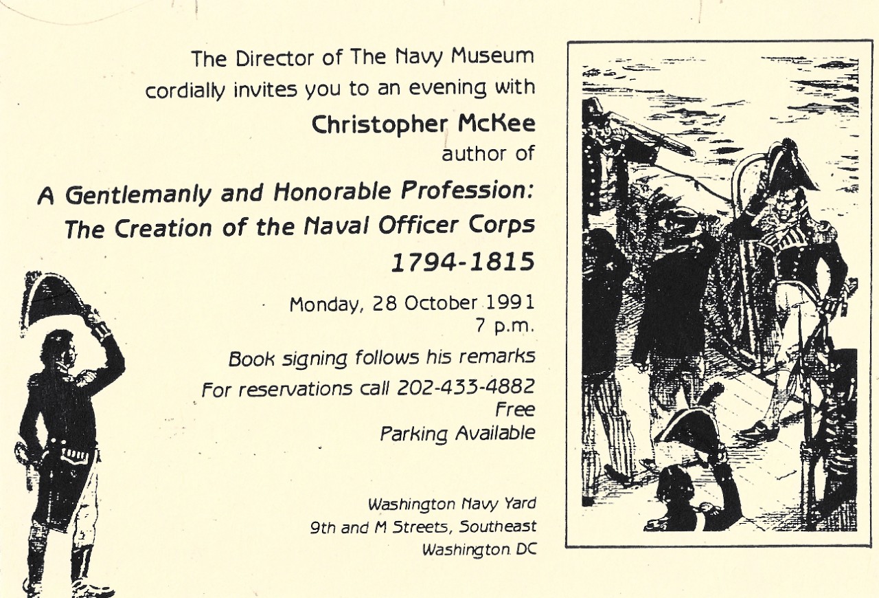 Event Card:  A Gentlemanly and Honorable Profession:  The Creation of the Naval Officer Corps: 1794-1815