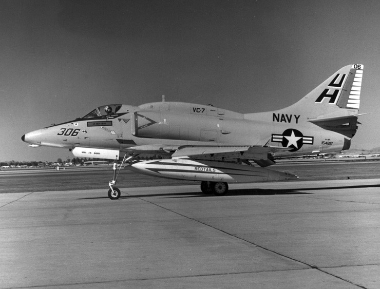 Photo of A-4 Skyhawk on the ground serving with VC-7.