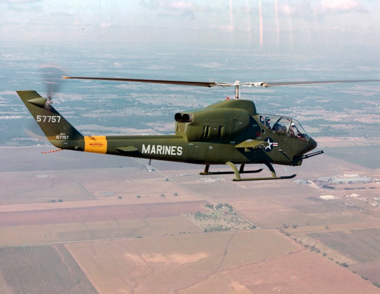 Photo of first AH-1J SeaCobra during a test flight