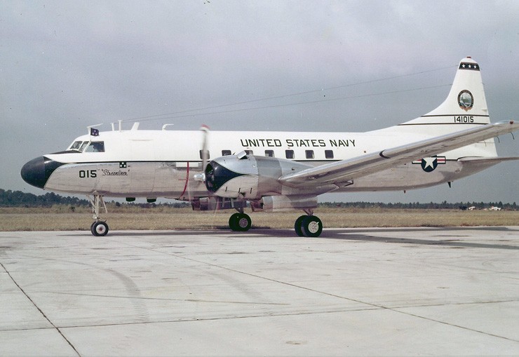 Photo of museum's C-131F when it served as the "Streanliner" flying Vice Admiral Bernard M. Strean.