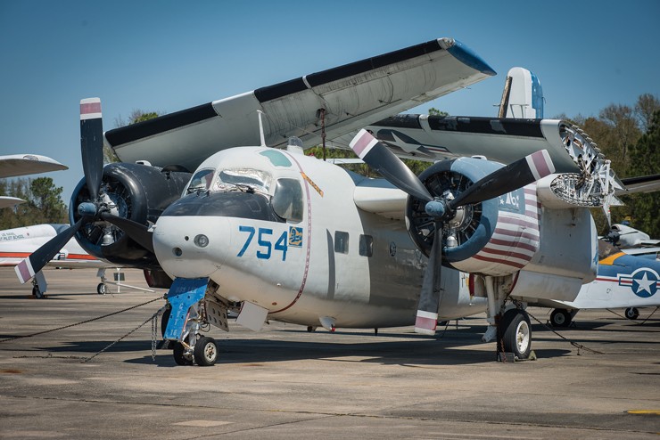 Photo of the museum's C-1A Trader on outdoor static display.