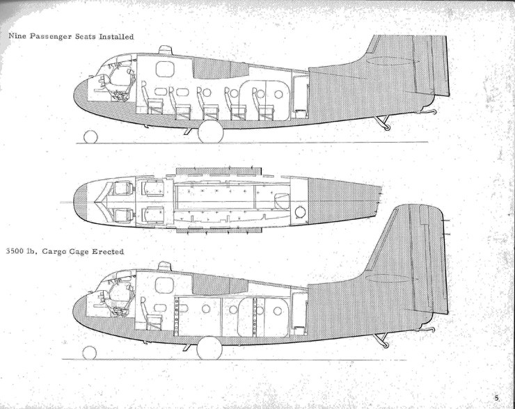 Photo of drawing of interior layout of the TF-1 Trader.