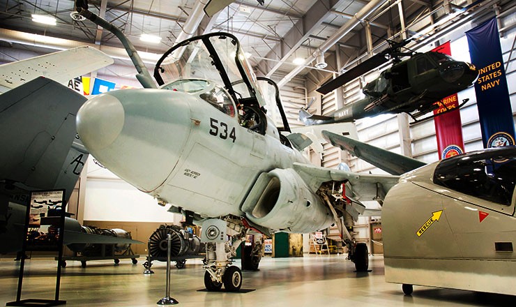 The museum's example of the EA-6B Prowler on display.