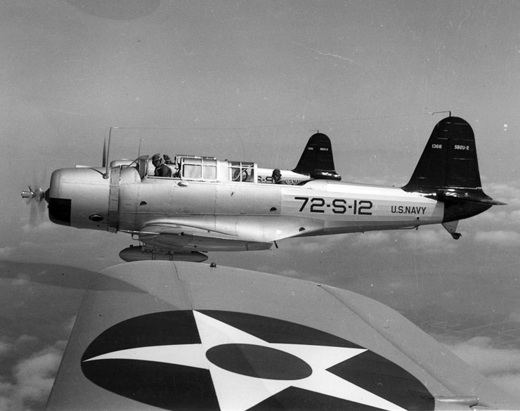 Photo of SB2U Vindicator scout-bombers in formation