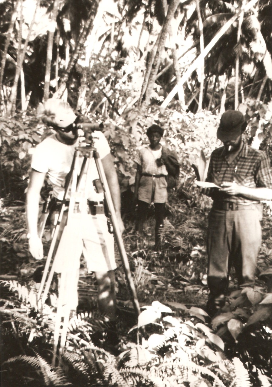 <p>Photograph of Seabees surveying</p>
