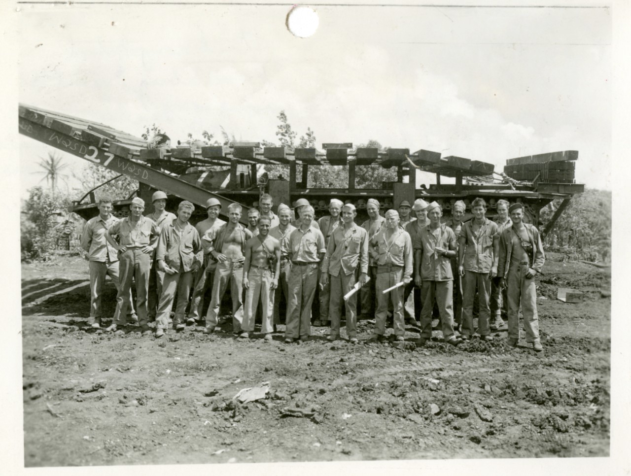 <p>Seabees that designed and built the Doodlebug on Saipan before launching for the invasion of Tinian, 1944</p>
