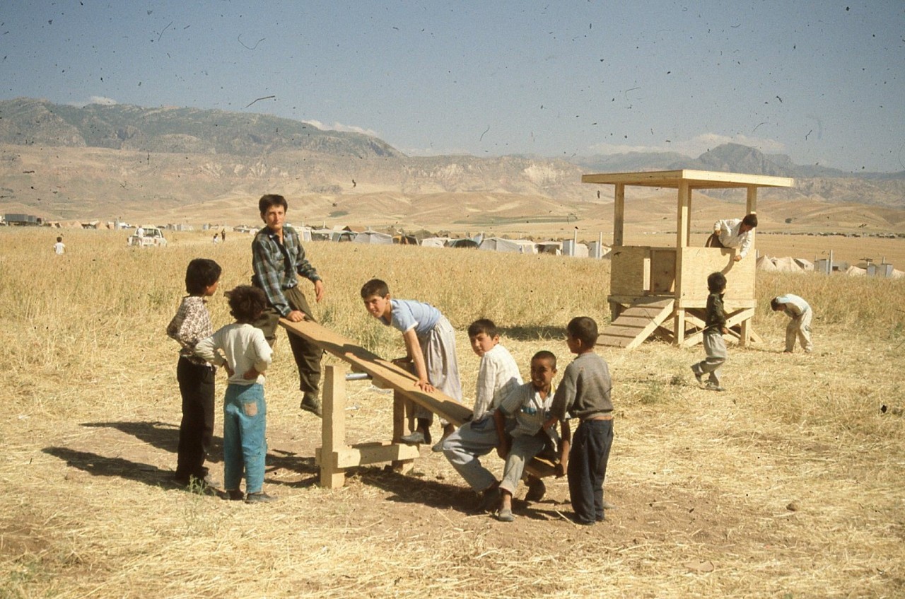 <p>In their “off” time the Rats Built Playgrounds for Kurdish kids, Operation Provide Comfort, Kurdistan, 1991.</p>
