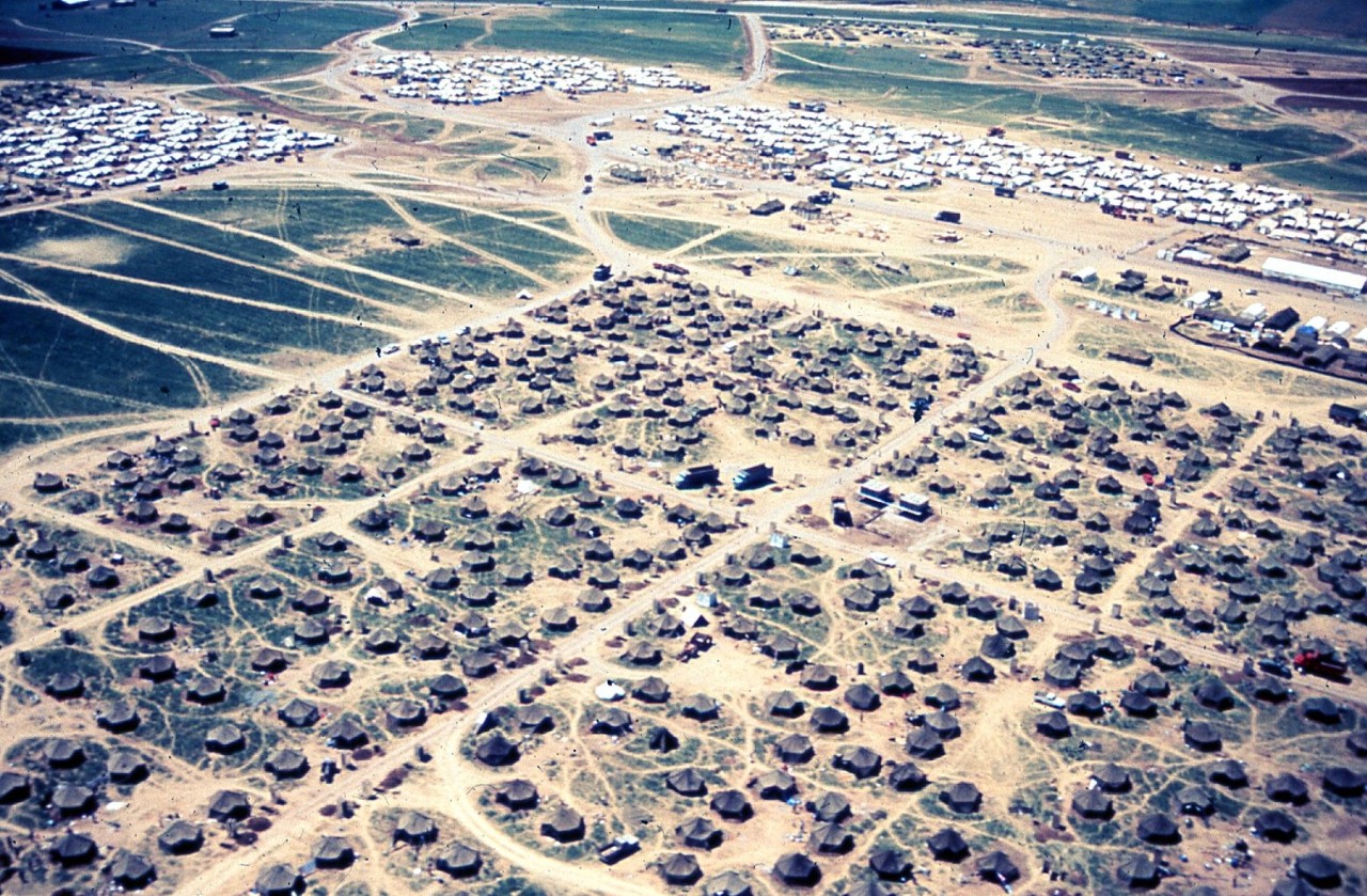 <p>Aerial View of Kurdish Refugee Camp, Operation Provide Comfort, Kurdistan,1991.&nbsp;</p>
