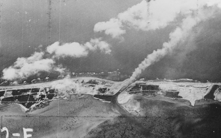 On 5 October 1943, Task Force 14 (TF 14) performed raids on Wake Island. In response, the Japanese executed 98 captured civilians.