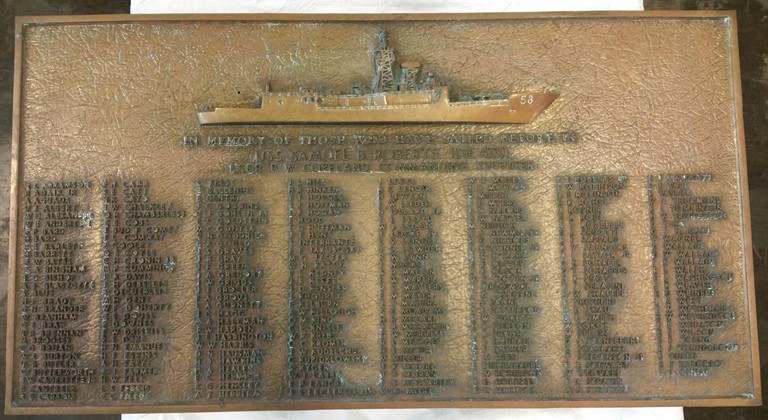 Commemorative plaque from Samuel B. Roberts (FFG-58)