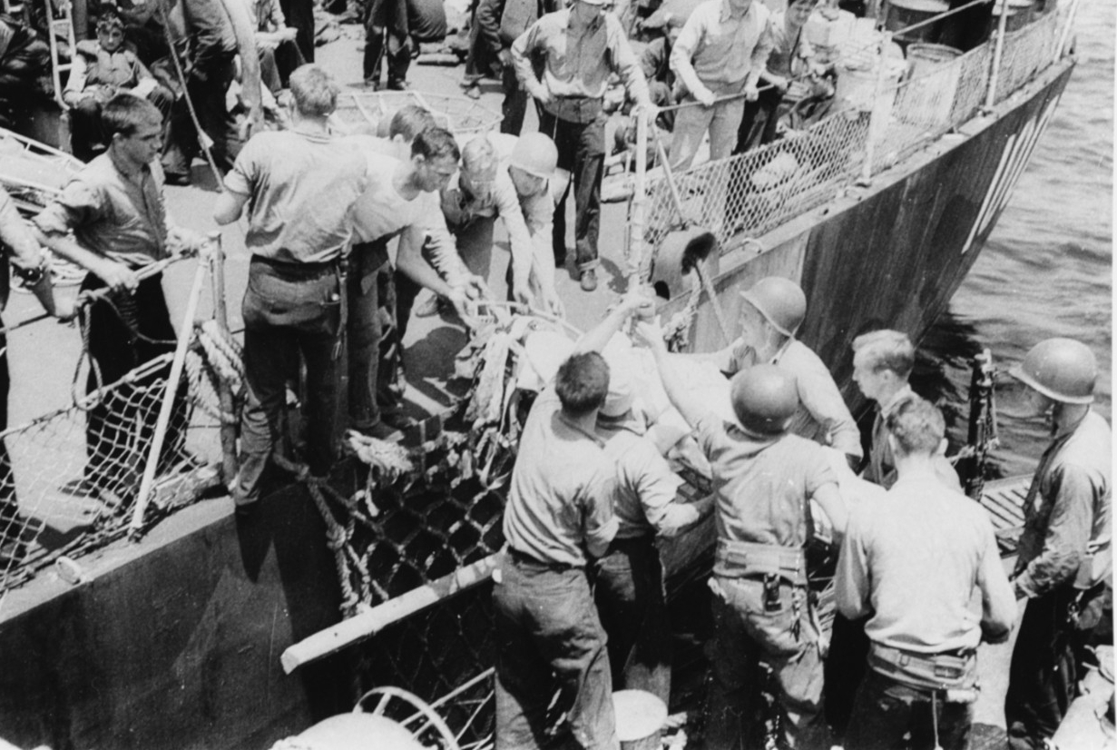 Photo #: 80-G-331077 Casualties from USS Evans (DD-552)