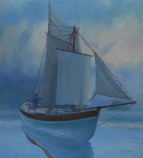 Painting of the Gig of Saginaw at sea. 