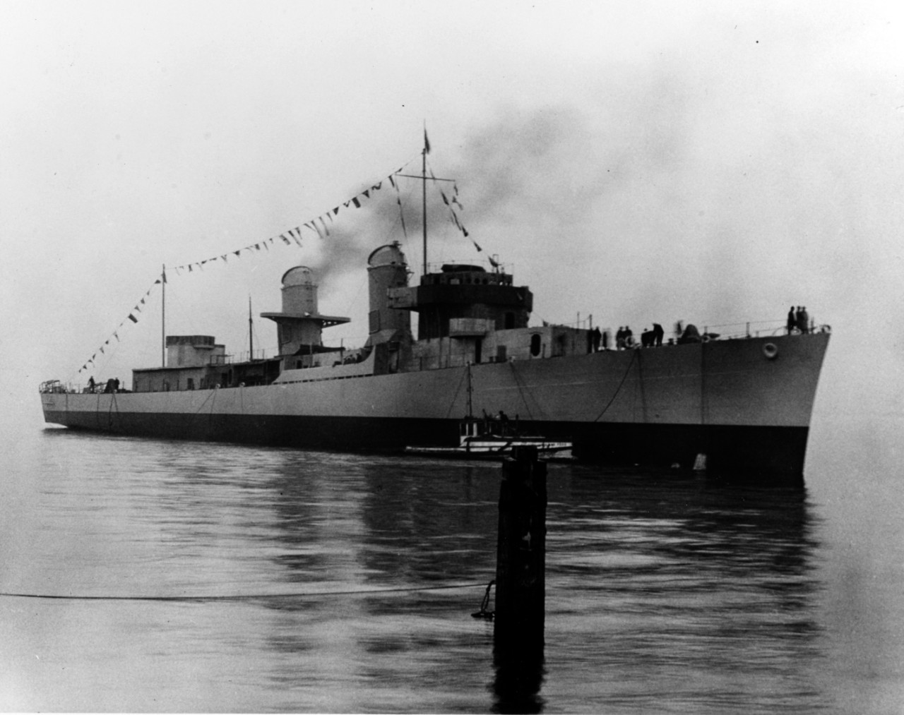 Johnston (DD-557) after its launch on 25 March 1943 (NH 63497). 