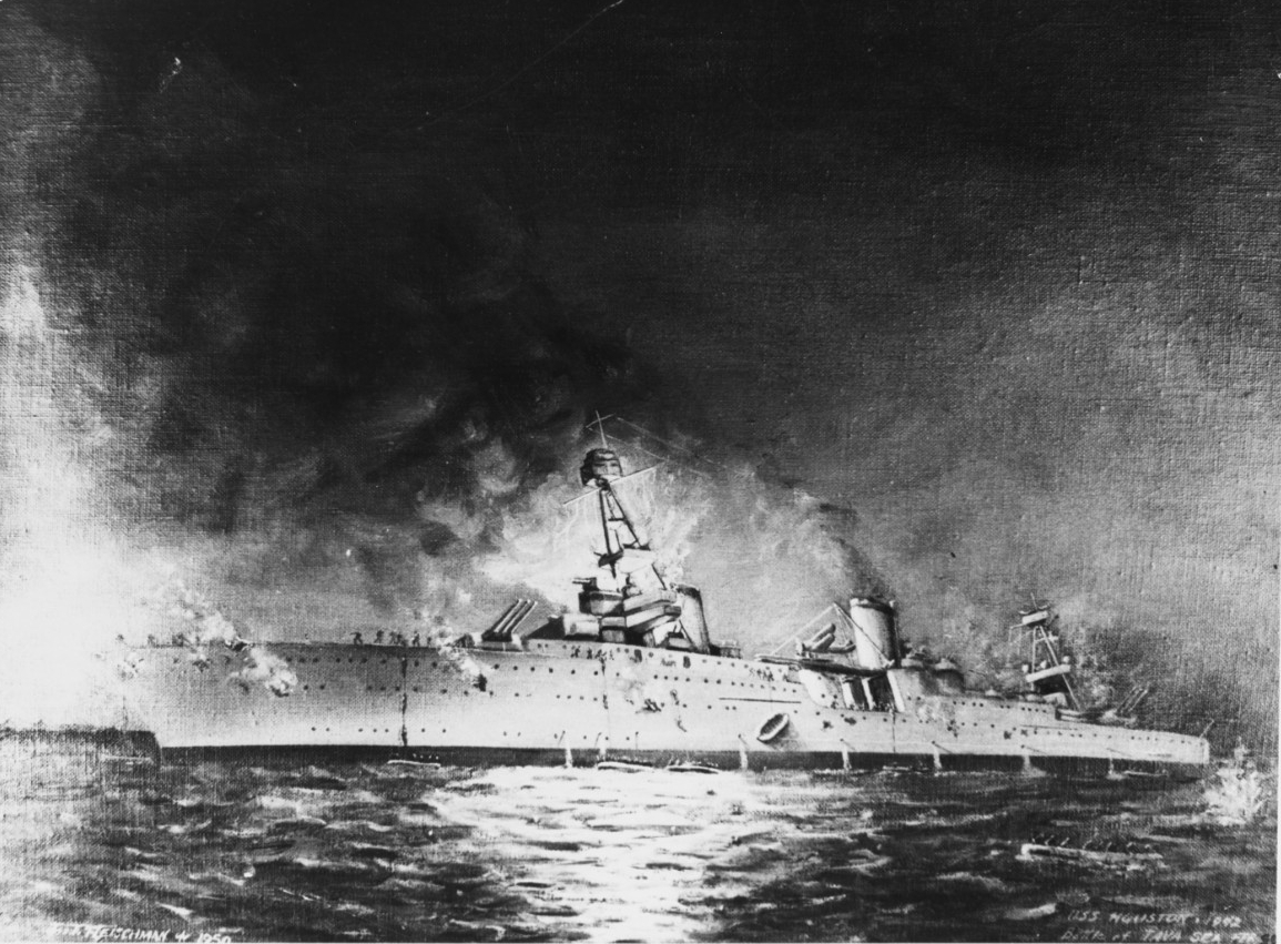 Sinking of USS HOUSTON (CA-30), in the battle of Sunda Strait, 1 March 1942.