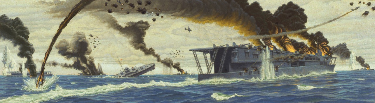 <p>American planes attacking Japanese carriers</p>
