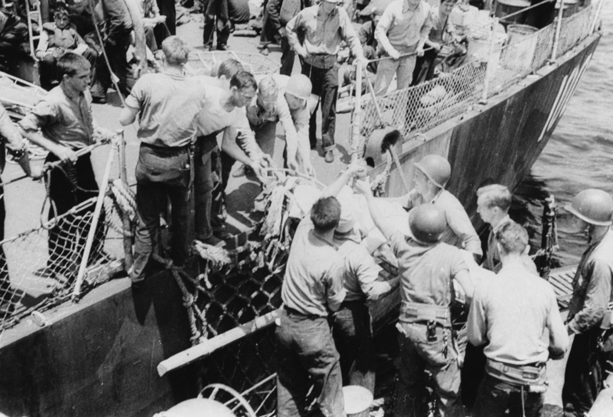 Photo #: 80-G-331077 Casualties from USS Evans (DD-552)