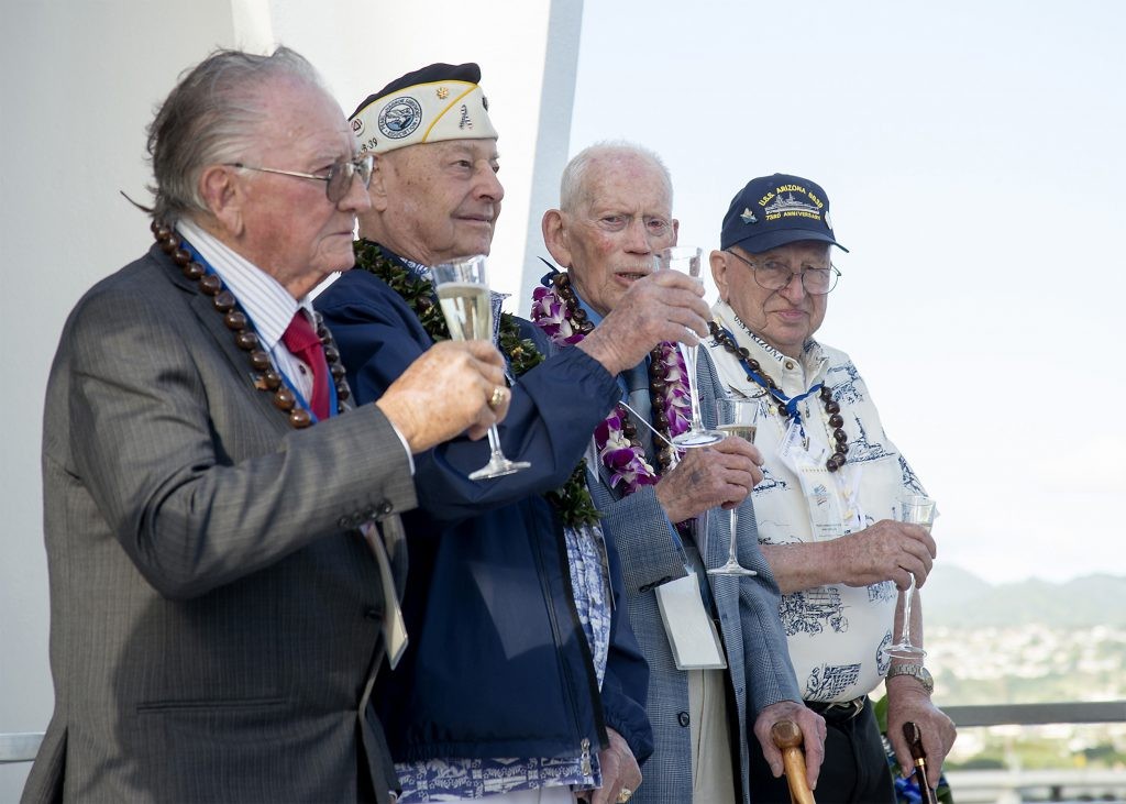 Four of the nine remaining USS Arizona survivors