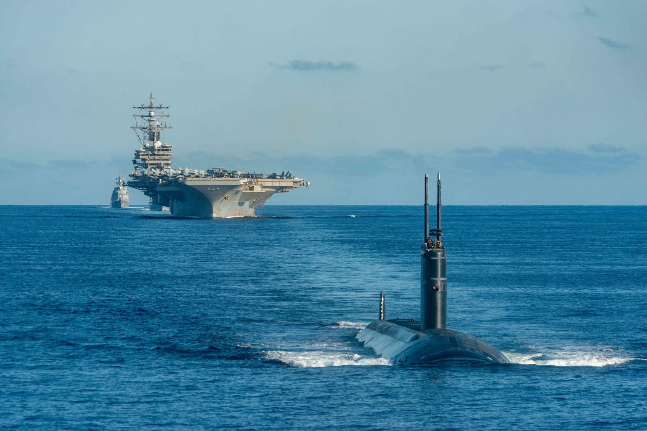 WATERS EAST OF THE KOREAN PENINSULA (Sept. 30, 2022) The U.S. NavyÕs only forward-deployed aircraft carrier, USS Ronald Reagan (CVN 76), a U.S. Navy Los Angeles-class fast-attack submarine, the Ticonderoga-class guided-missile cruiser USS Chancel...