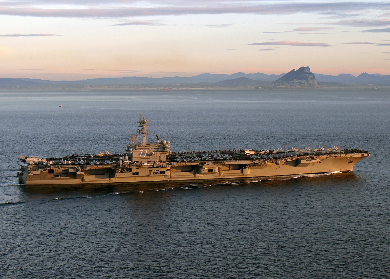  USS George H. W. Bush transits the Strait of Gibraltar.