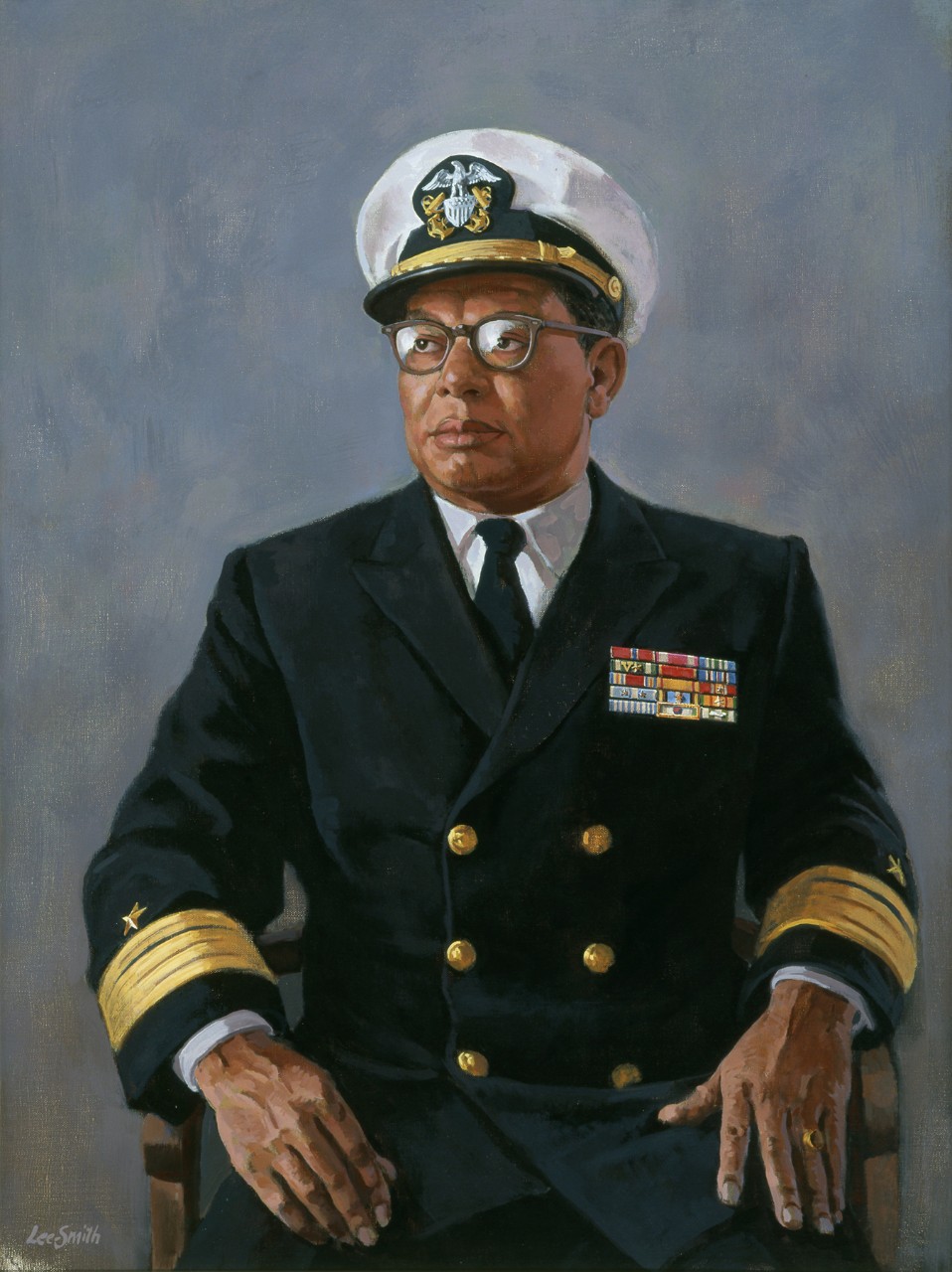 Portrait of Admiral Samuel Gravely seated in a chair