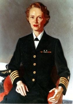 Portrait of a woman in uniform sitting, no cover.