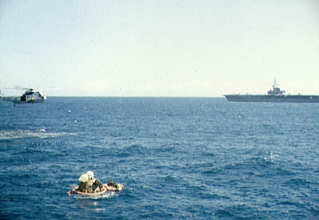 Apollo 16 Command Module during Recovery Operations after Splashdown