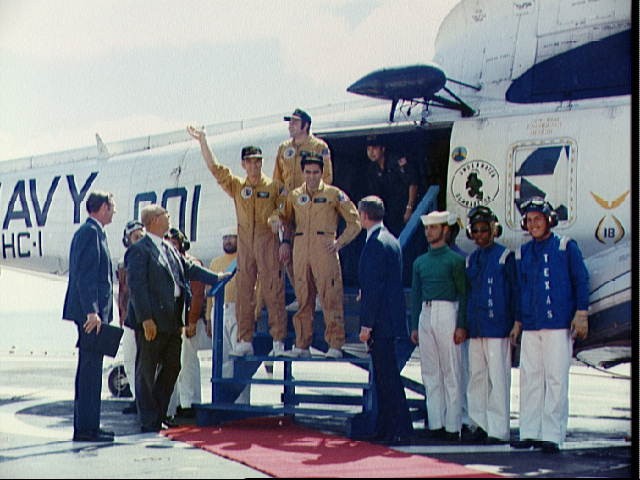 Apollo 17 Crew Arrive Aboard USS Ticonderoga