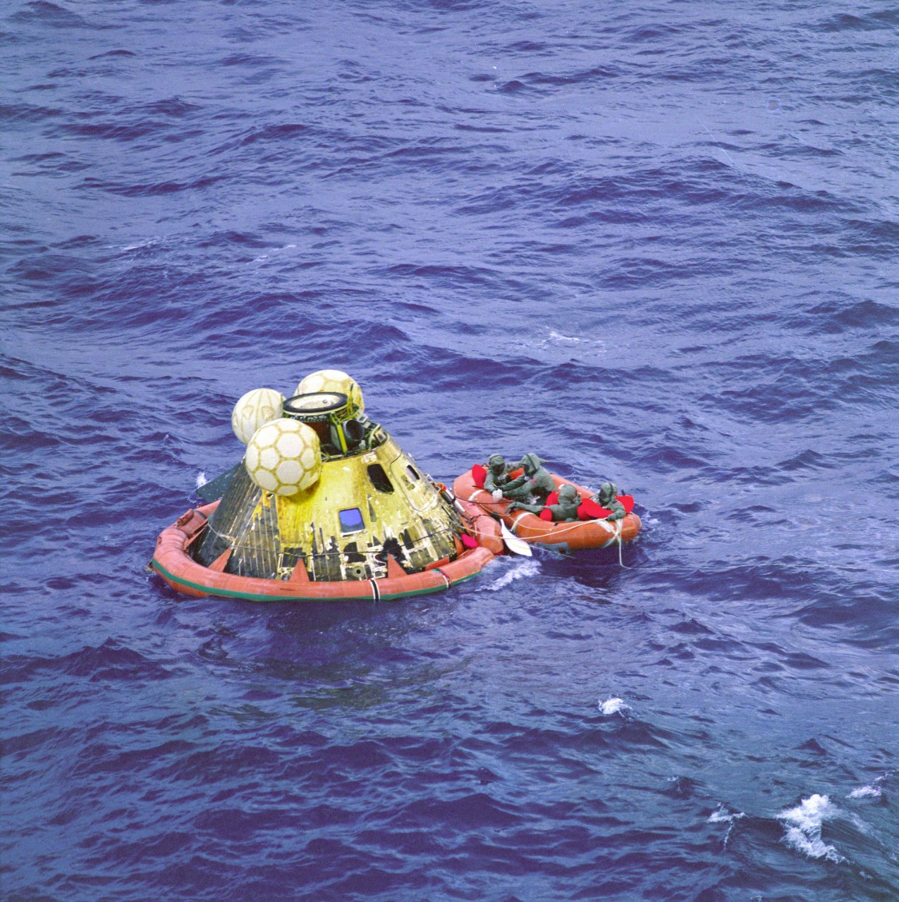 Recovery of Apollo 11 astronauts and capsule after splashdown Photo Print