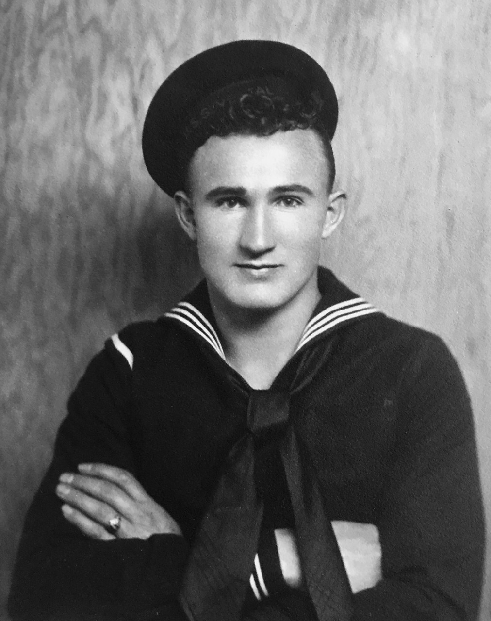 An undated photo of Chief Boatswain's Mate Joseph L. George from earlier in his career.  After enlisting in 1935, George was assigned to the repair ship USS Vestal which was moored alongside USS Arizona (BB 39) when the Japanese attack began on Dec. 7, 1941. (Photo Courtesy of George Family/Released)