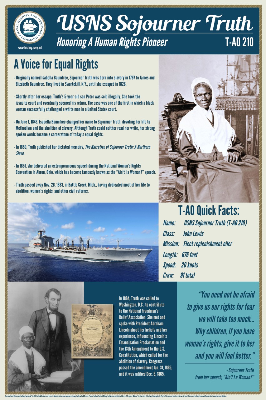 This infographic shares the history of Sojourner Truth, a human right pioneer 