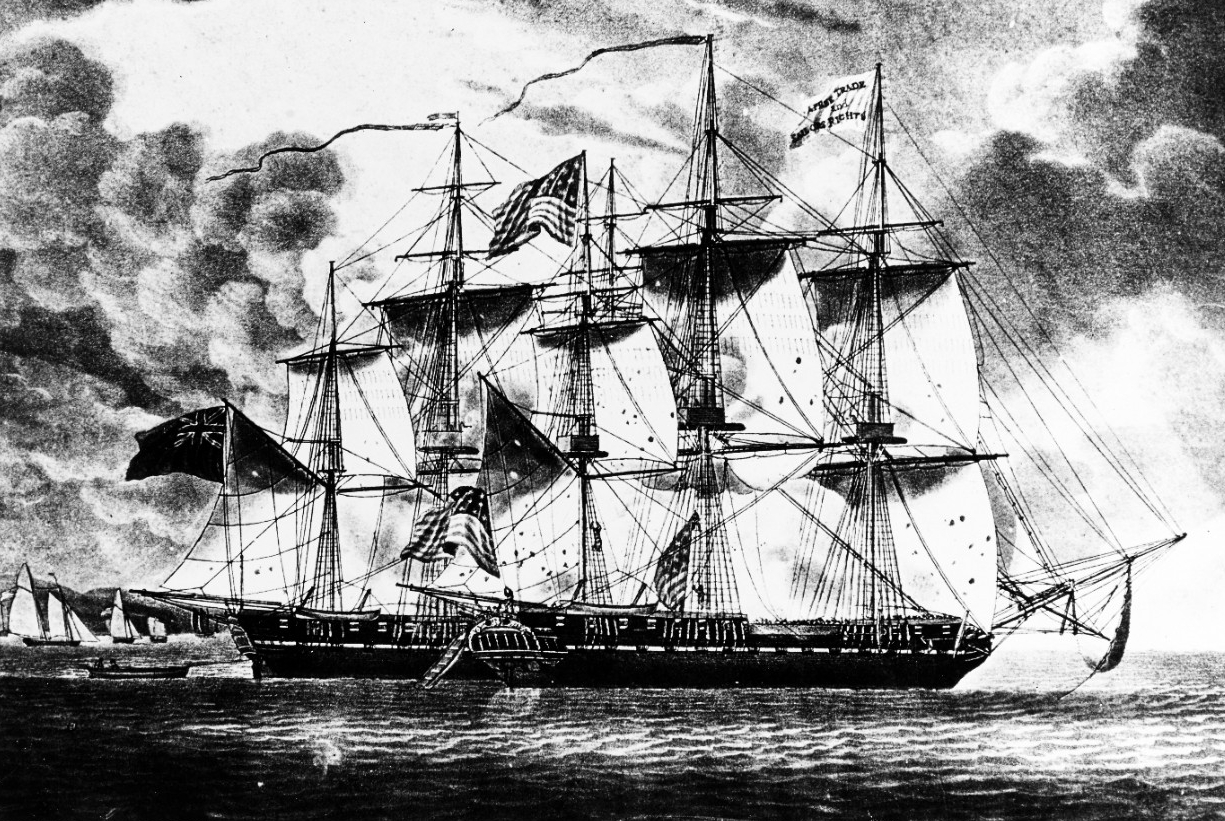 Photo #: KN-10953 Action between USS Constitution and HMS Guerriere, 19 August 1812