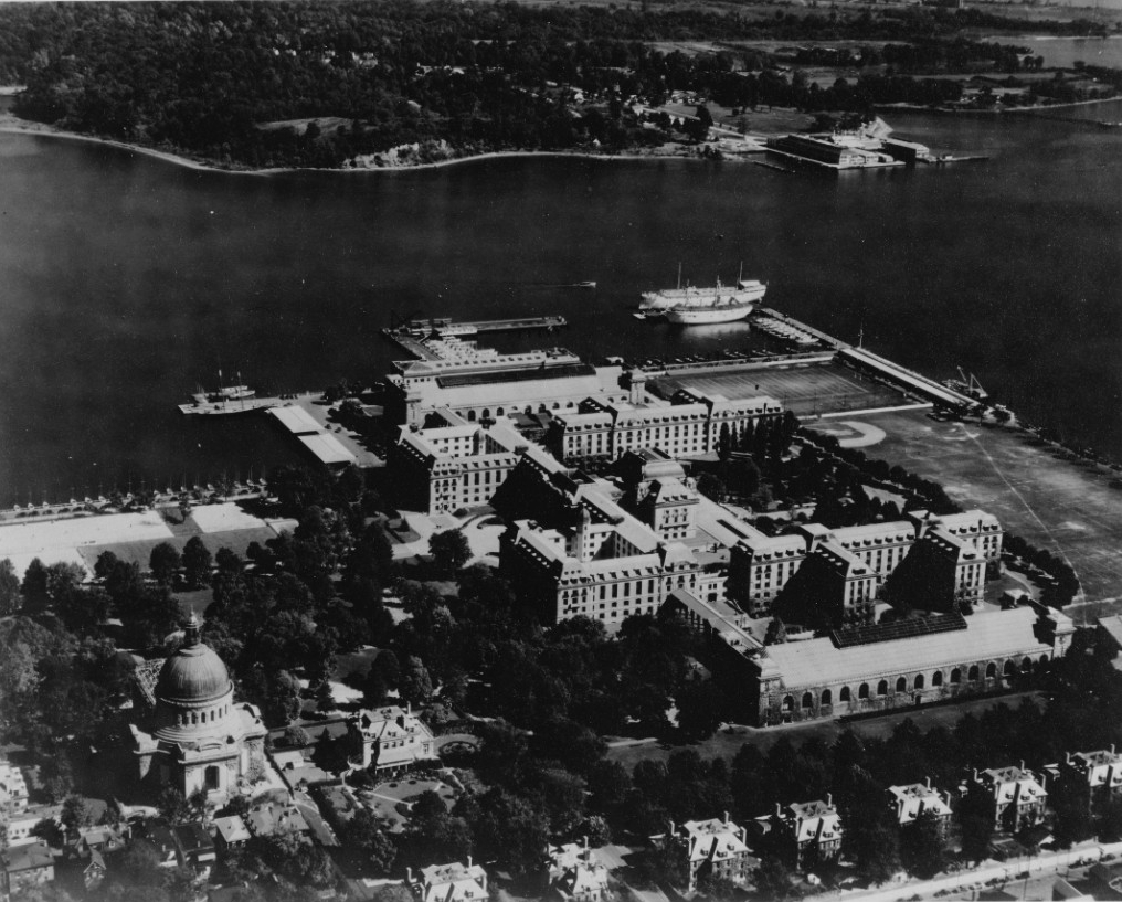 Aerial view of U.S. Naval Academy looking Northeast. U.S. Naval Air Station, Anacostia, Washington, D.C.