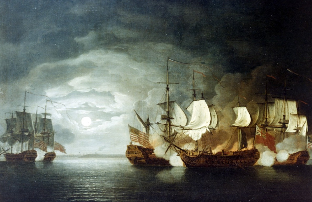 Photo #: KN-10855 Battle between Continental Ship Bonhomme Richard and HMS Serapis, 23 September 1779