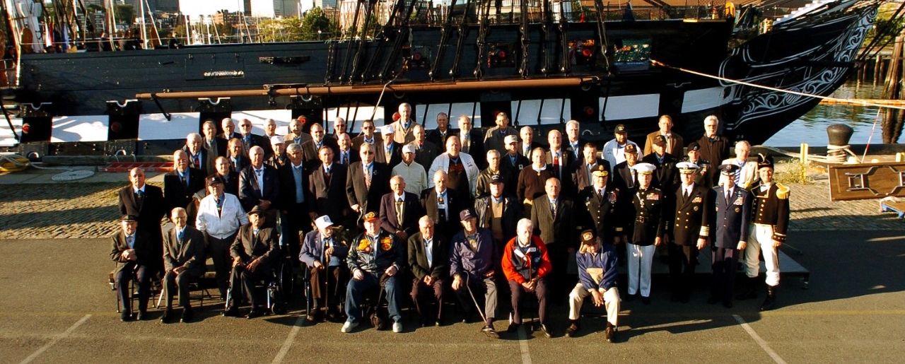 More than 70 Medal of Honor recipients gather for a group photo in front of USS Constitution. U.S. Navy photo.