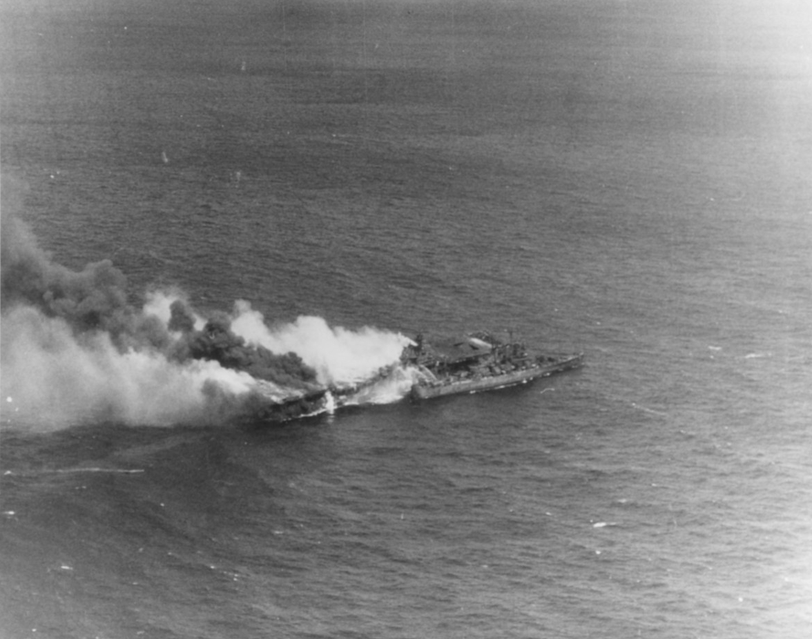 USS Franklin (CV-13) dead in the water