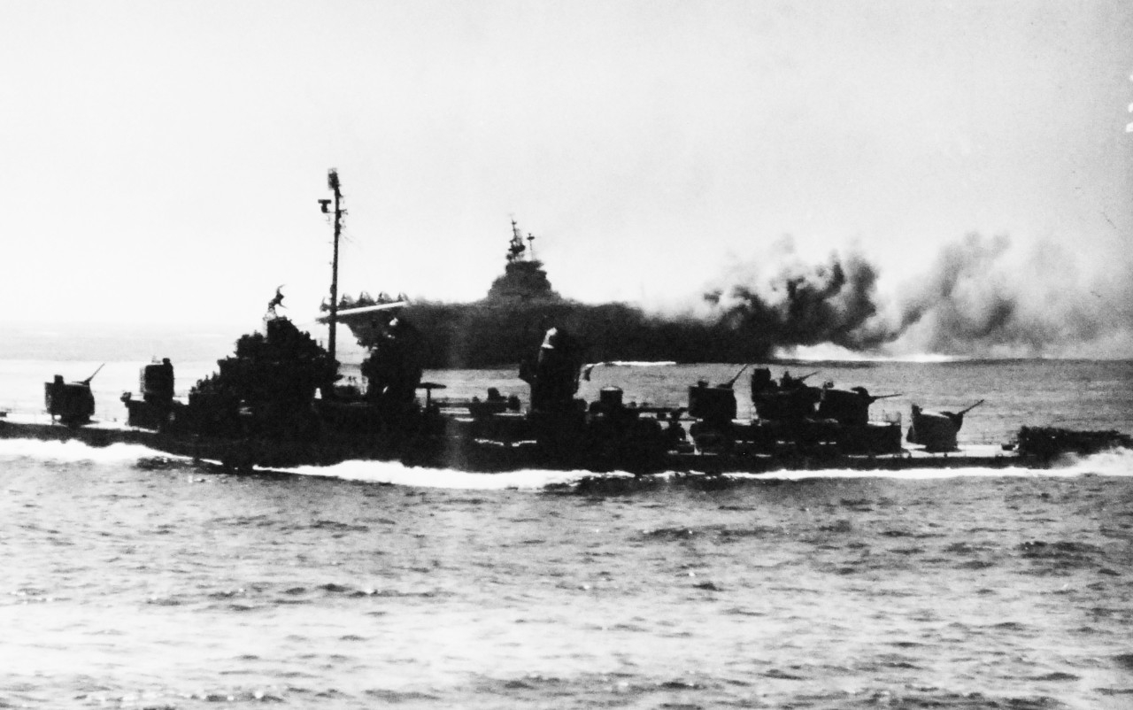 USS Intrepid (CV-11) on fire