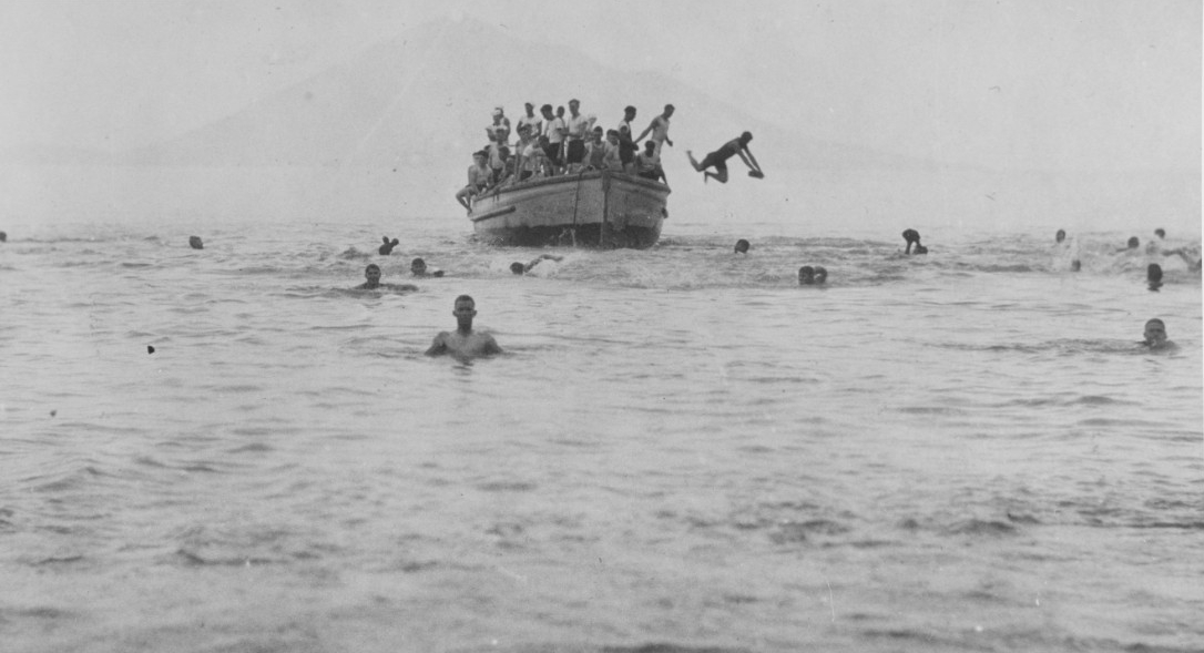 Enlisted personnel from Langley swimming