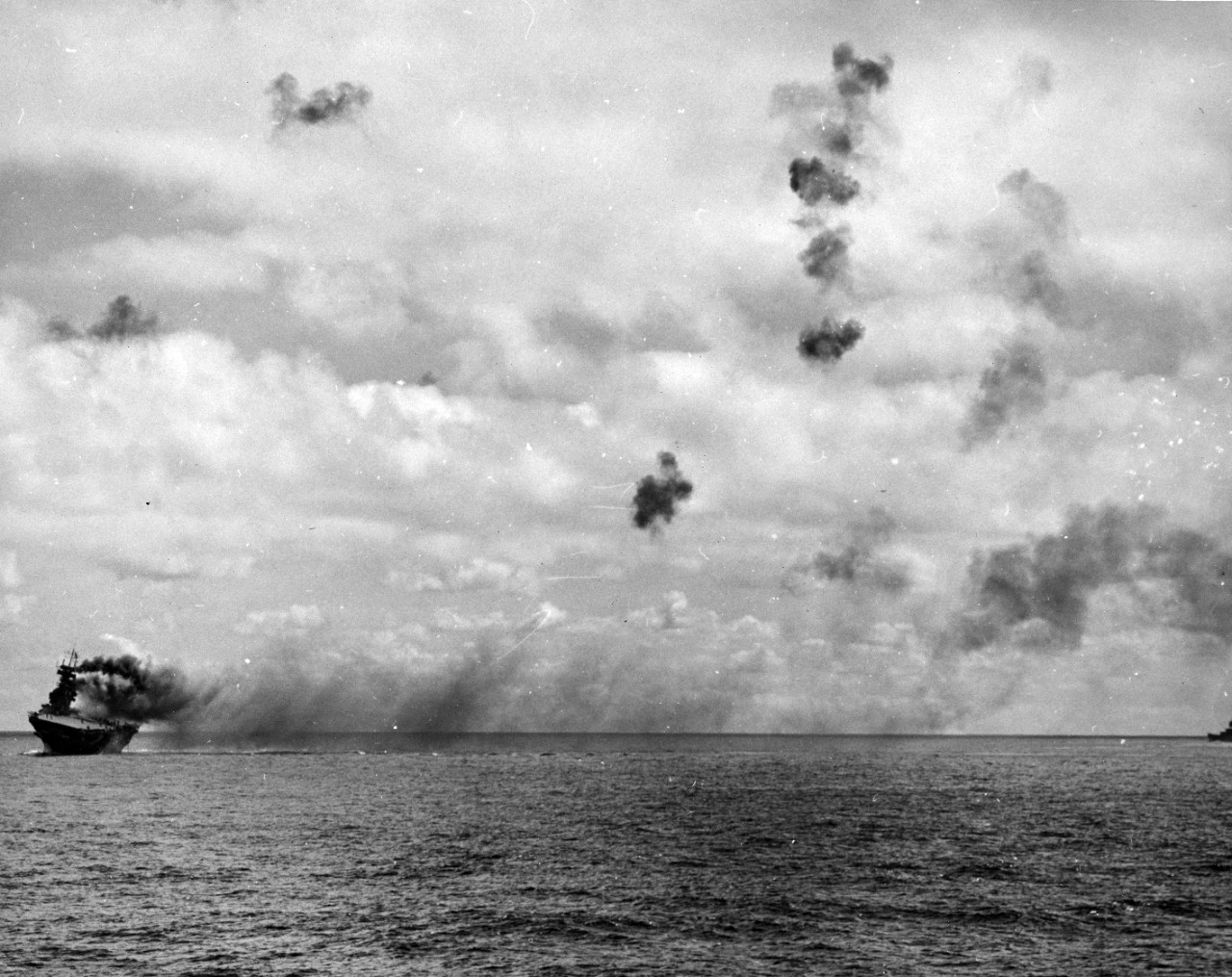USS Yorktown (CV-5) burning