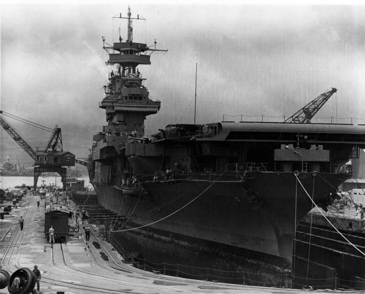 USS Yorktown (CV-5) received urgent repairs