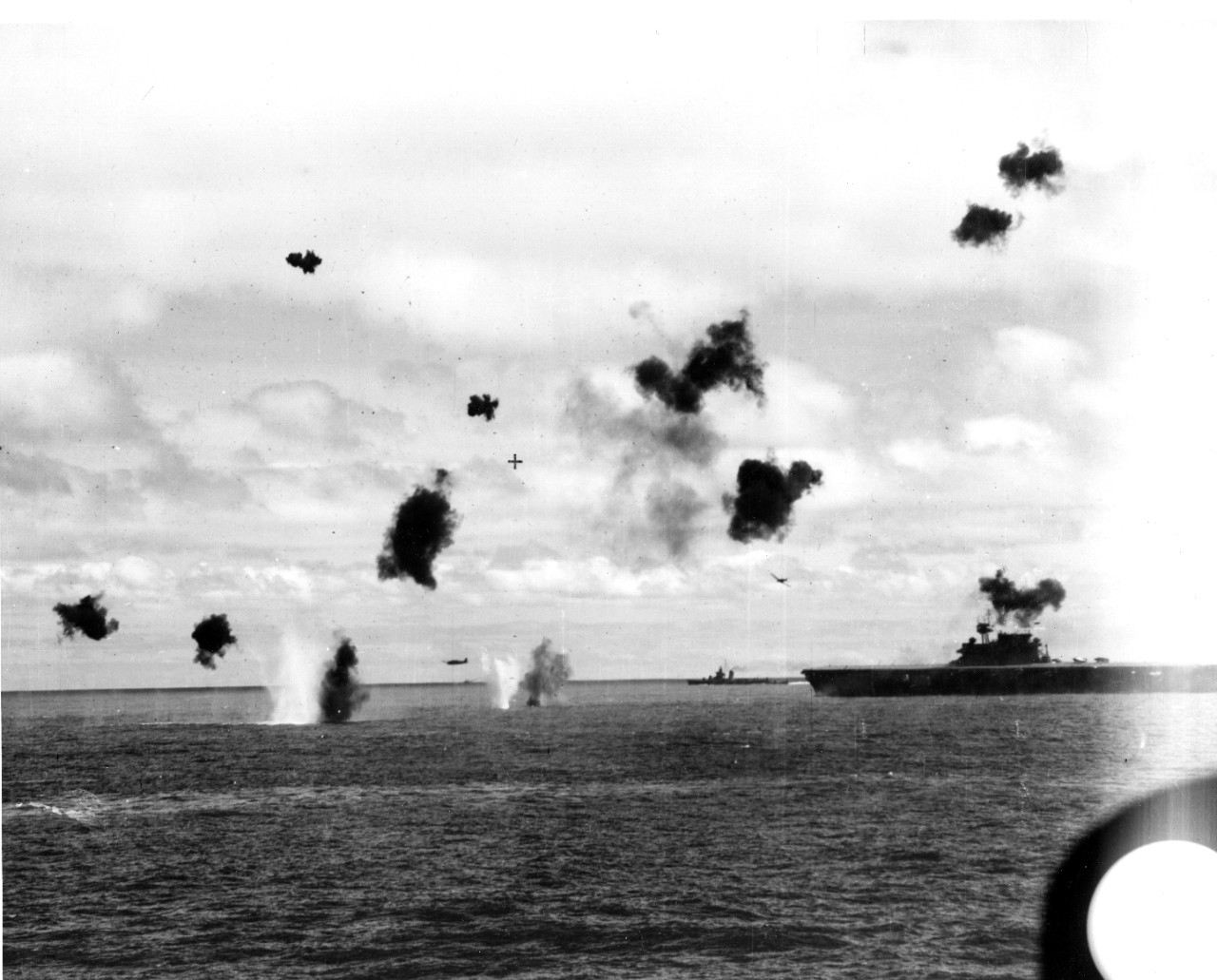 USS Yorktown (CV-5) under heavy fire