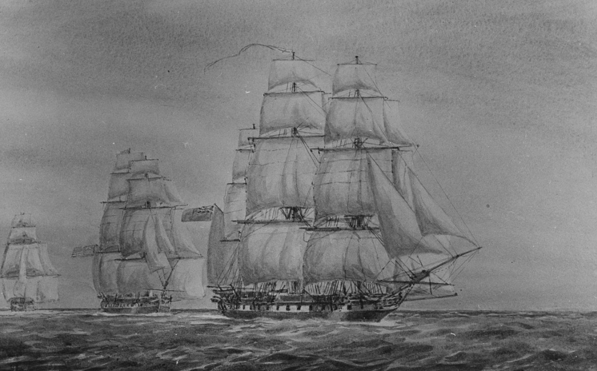 Frigates President and Congress chasing HMS Galatea, October 1812