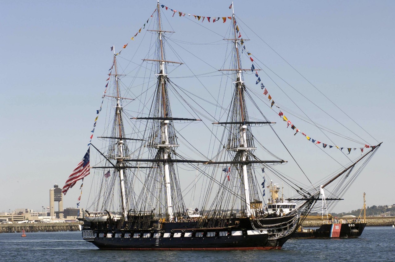 Constitution during a turn-around cruise at Boston Harbor, 30 September 2006