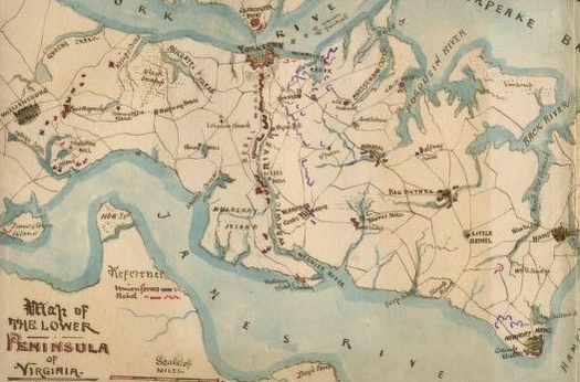 Pencil and watercolor map of peninsula
