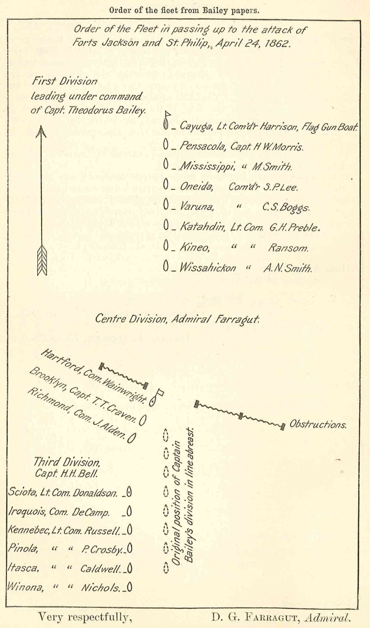 A line-up of the ships involved in the Federal attack. 