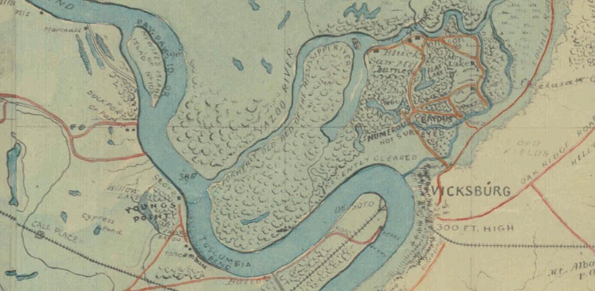 Cropped image of the city and the adjacent river bend.