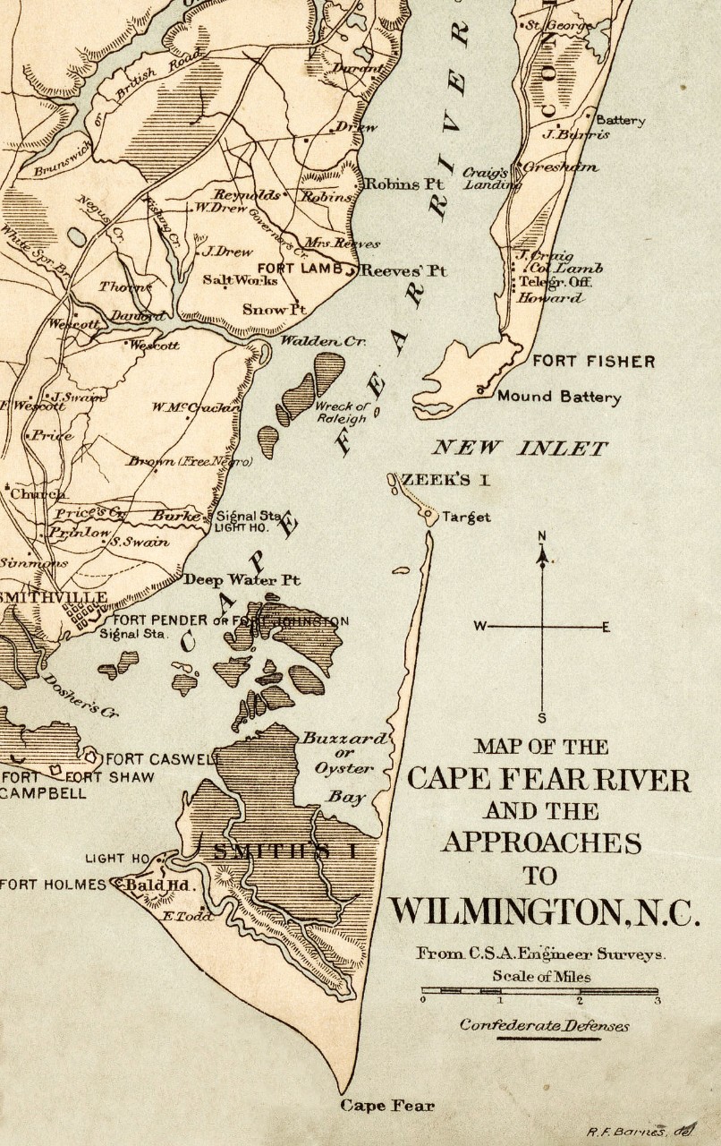 General reference map showing the geographical features and military fortifications in this coastal region.