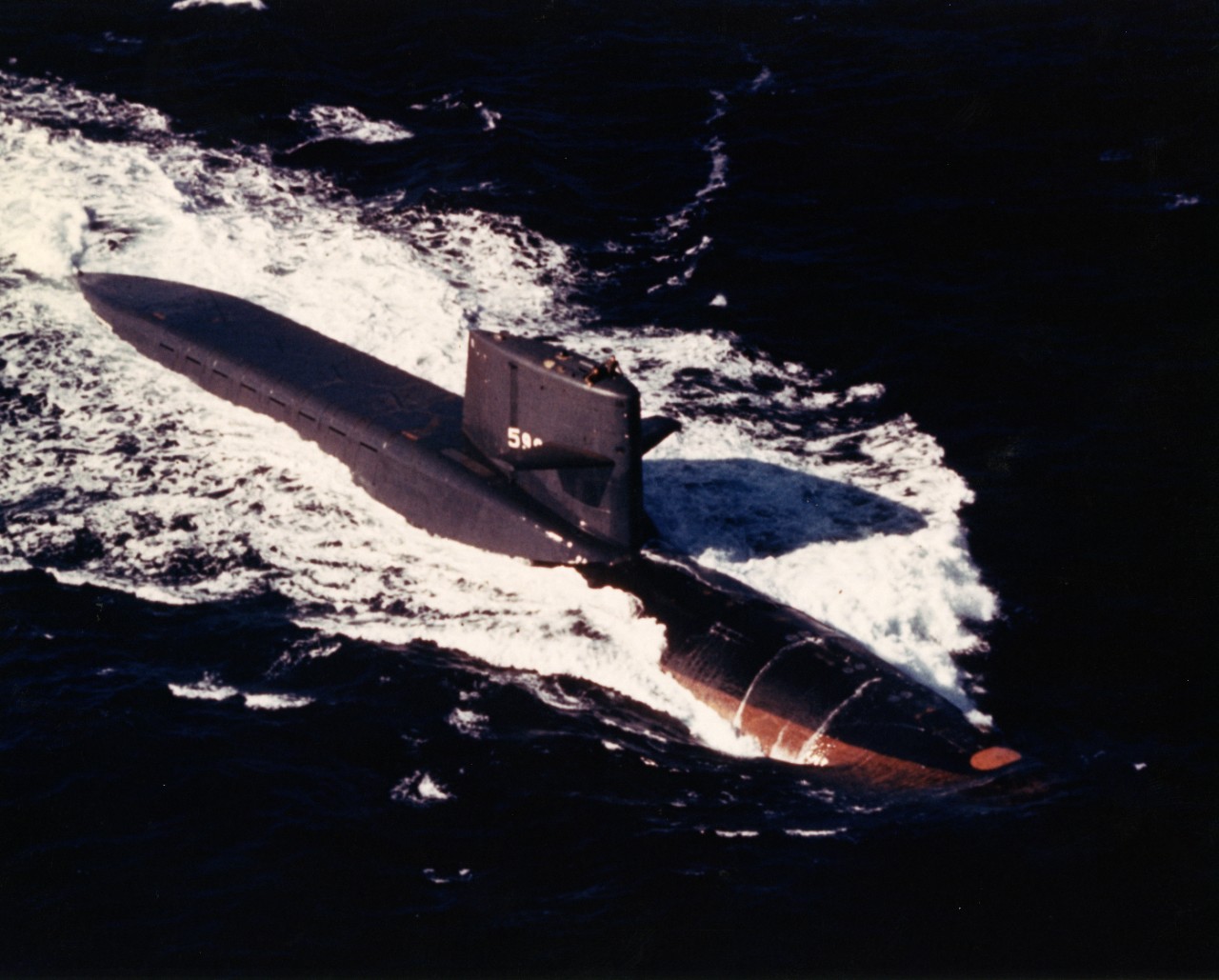 Color image of submarine George Washington surfaced