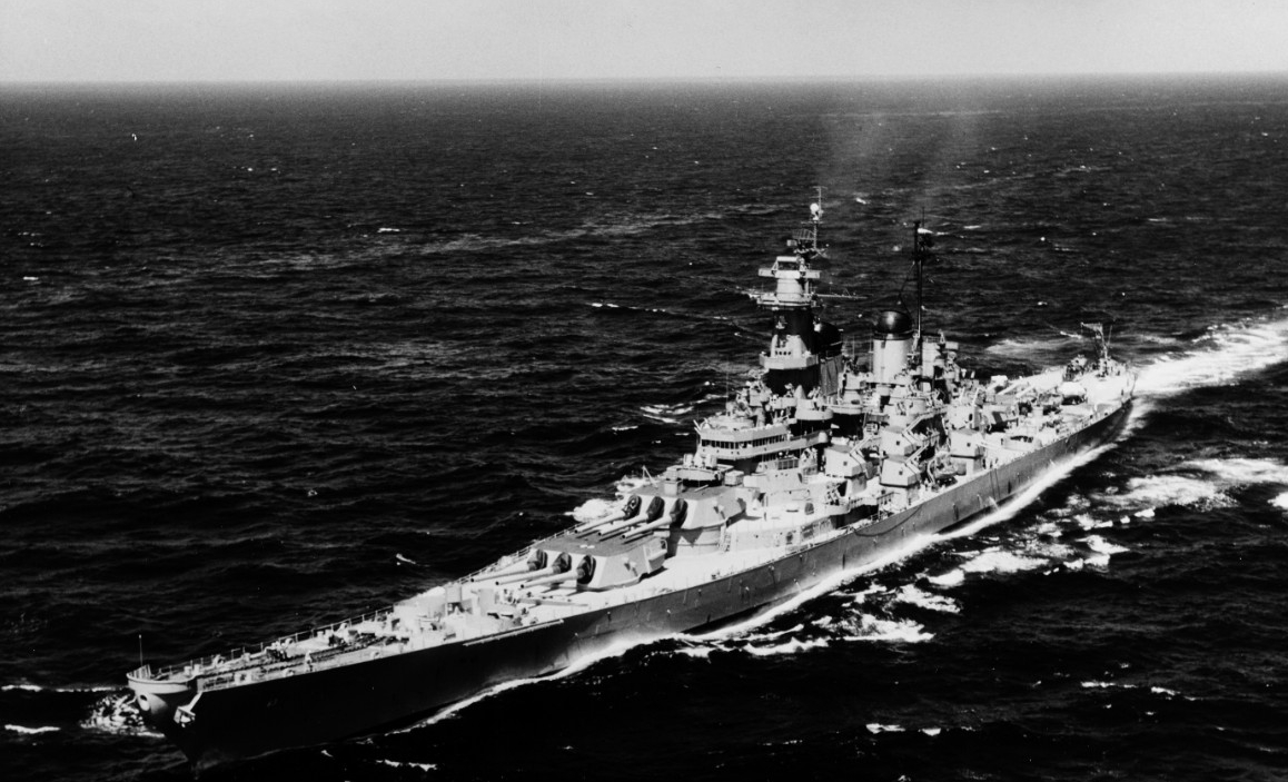 A battleship at sea (side profile)