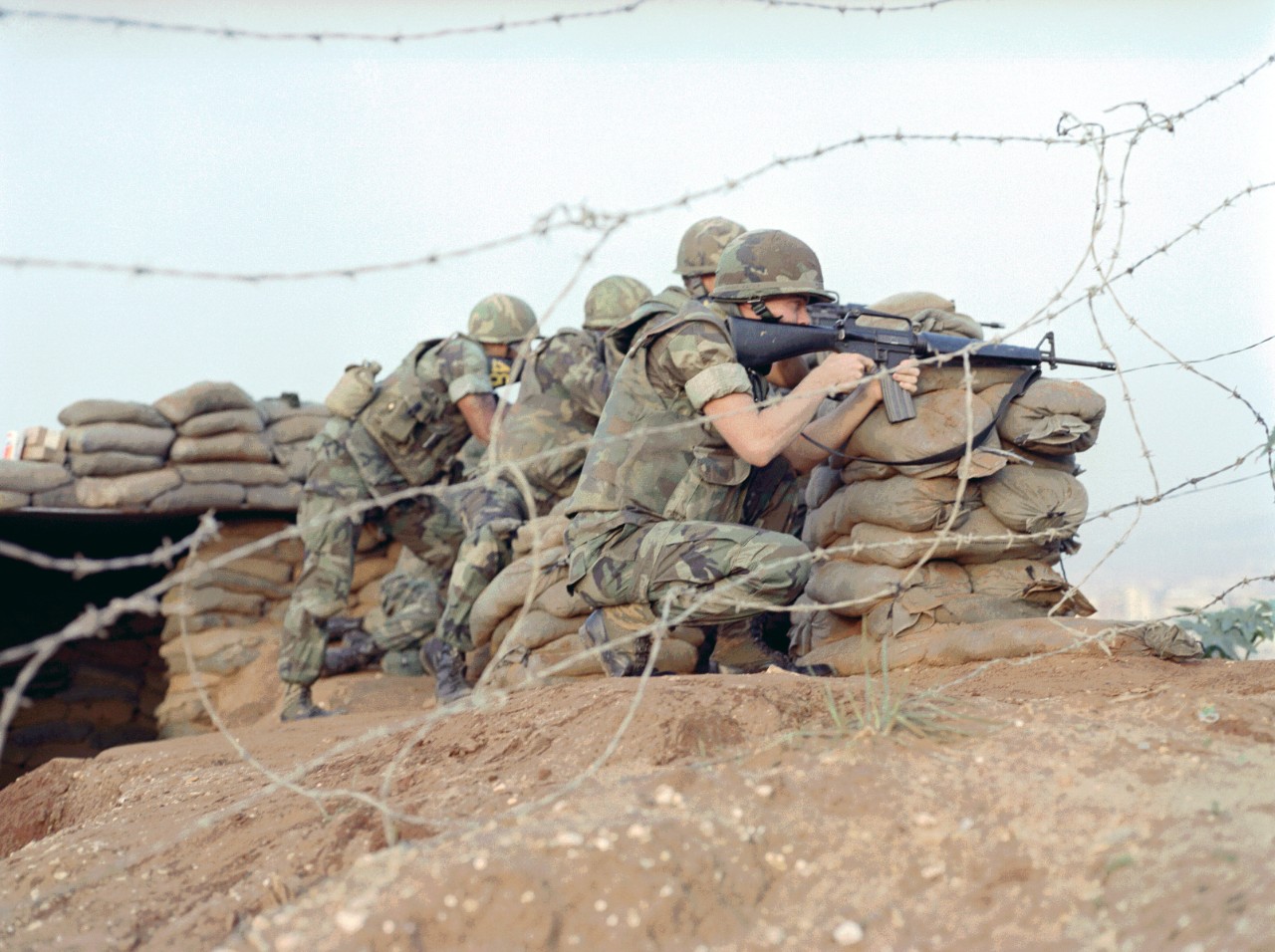 U.S. Marines armed with M16 rifles
